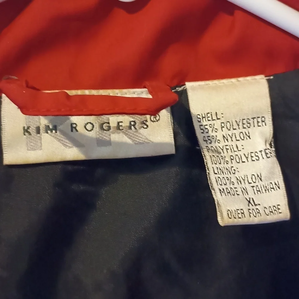 Red zip puffer vest By Kim Rogers Front Zip Adjustable Collar Size‎ XL